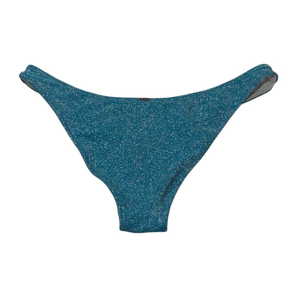 Victoria’s Secret PINK Blue Sparkly Shimmer Bikini Bottoms Size Small